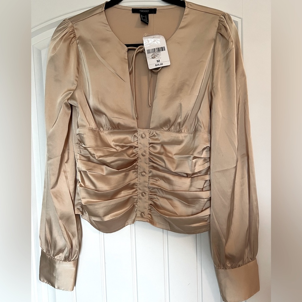NWT Satin Champagne Forever 21 Woven Top